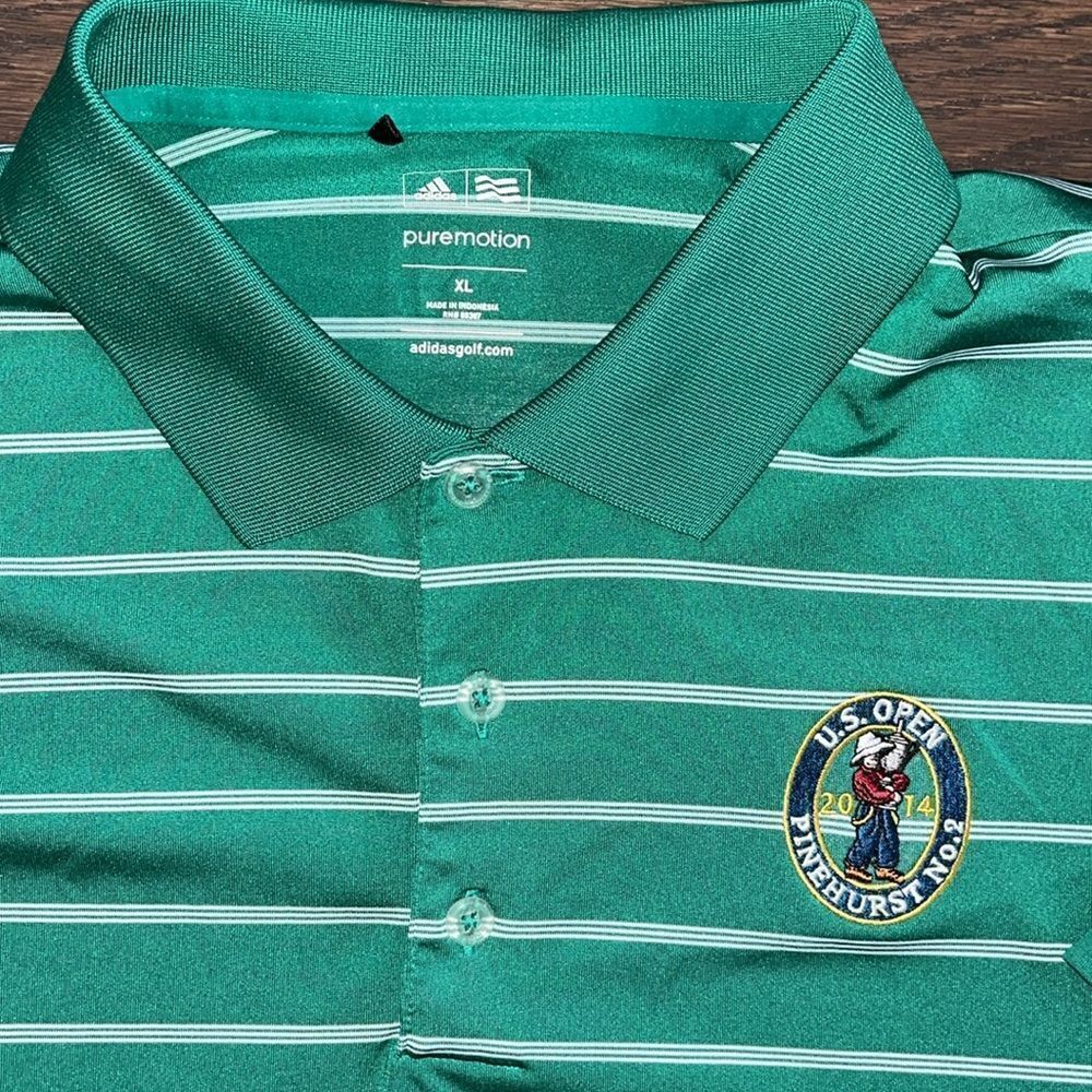 Green Adidas Puremotion 2014 US Open Pinehurst Putter Boy No. 2 golf polo shirt